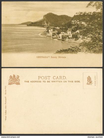 Grenada Old UB Postcard Grenada's Sunny Hill Riviera Panorama General View B.W.I