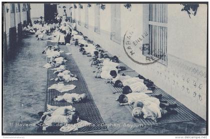 POS-791 CUBA POSTCARD 1905. HABANA, ORFANATO ORPHANS ASYLUM. NIÑOS DURMIENDO EN EL SUELO.
