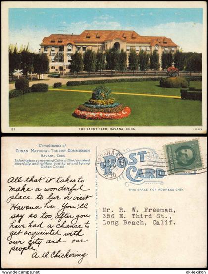 Postcard Havana The Yacht Club 1930  Cuba Kuba