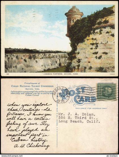 Postcard Havanna La Habana Cabanas Fortress 1930  Cuba Kuba