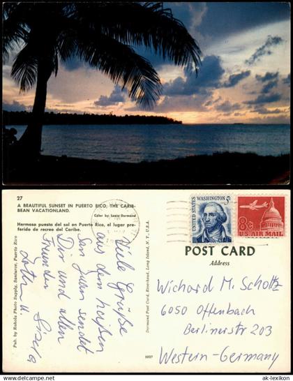 Postcard Puerto Rico  A Beautyful Sunset Caribbean 1970  gel. US Airmail