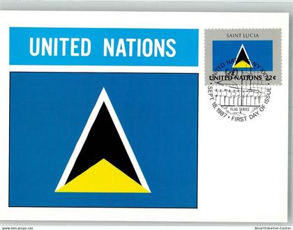 39983944 - Saint Lucia Wappen Flaggen der Nationen Briefmarke Bildseite