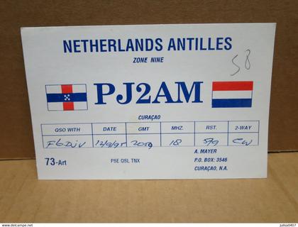 Curaçao (Antilles Néerlandaises) carte radio amateur