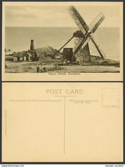Barbados Old Postcard Wind Mill Windmill, Sugar Estate, Roberts & Co. Barbados