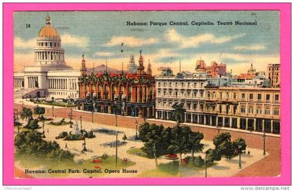 Habana - Parque Central - Capitolio - Teatro Nacional - Havana - Central Park - Capitol - Opera House - 1947 - Toilée