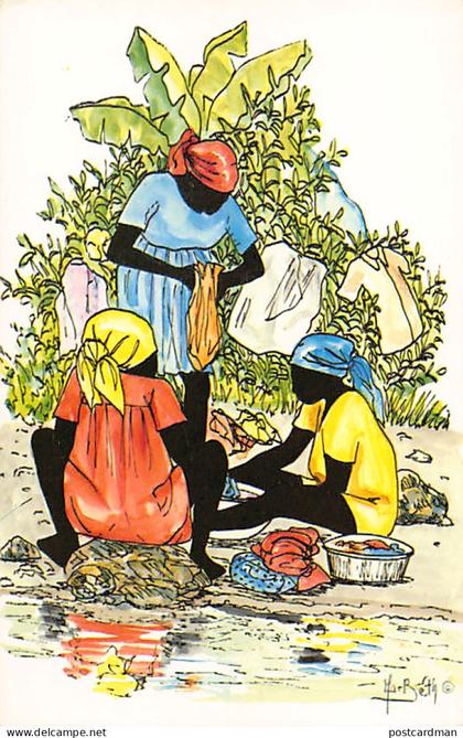 Haiti - Wash Day at the stream - Publ. MarBeth