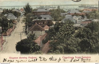 PC JAMAICA, KINGSTON, KINGSTON SHOWING HARBOUR, Vintage Postcard (b39998)