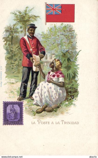 PC TRINIDAD AND TOBAGO THE POST IN TRINIDAD VINTAGE POSTCARD (b64829)