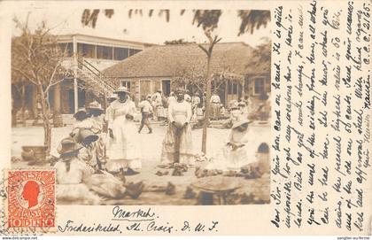 CPA ILES VIERGES / FREDERIKSTED / MARKET / CARTE PHOTO / ANTILLES