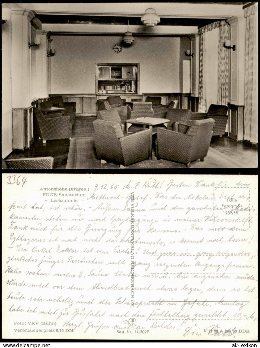 Antonshöhe-Breitenbrunn (Erzgebirge) FDGB-Sanatorium, Lesezimmer 1959
