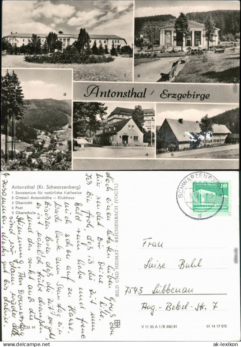 Antonsthal-Breitenbrunn (Erzgebirge) Sanatorium   Post, Oberschule 1981