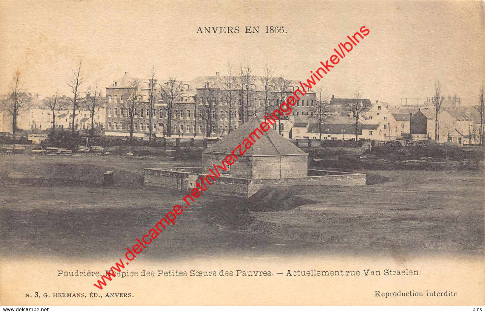 Anvers en 1866 - G. Hermans 3 - Poudrière Hospice des Petites Sœurs des Pauvres - actuellement rue Van Straelen - Antwer
