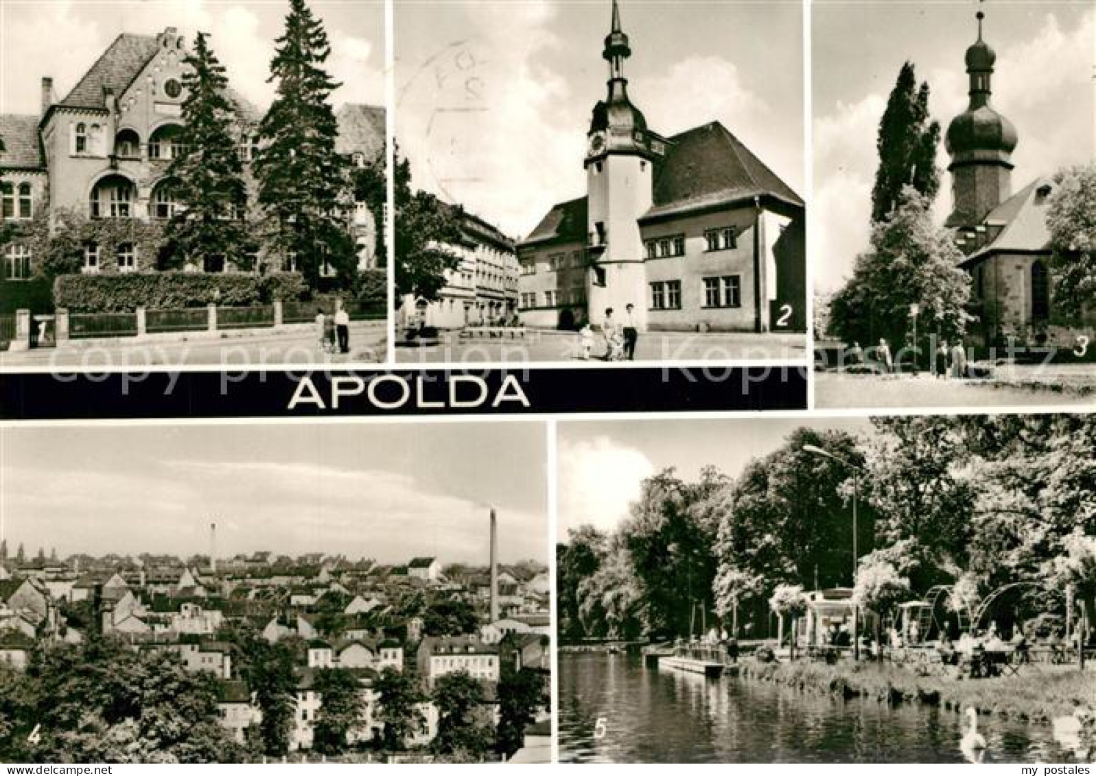 Apolda Carolinenheim Rathaus Martinskirche uebersicht Lohteich