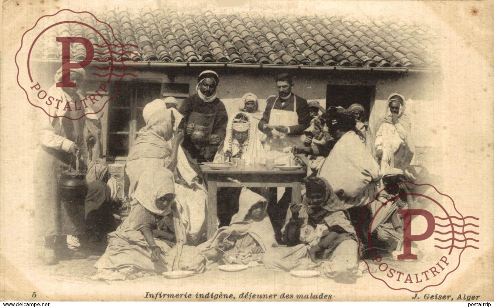 ARGELIA. ALGERIE. Infirmerie Indigène , déjeuner des malades. ENFERMERIA.