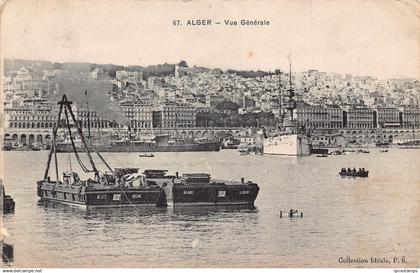 A668 Algeria Algiers 1910 General View Harbour Steamboats vintage postcard