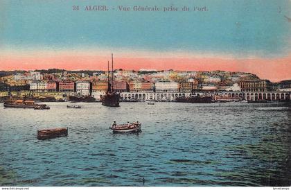 Algeria Algiers General View of Port Boats vintage postcard