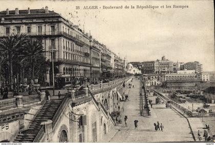 CPA Alger Boulevard De La Republique Et Les Rampes Daguin Passez l'hiver a Alger