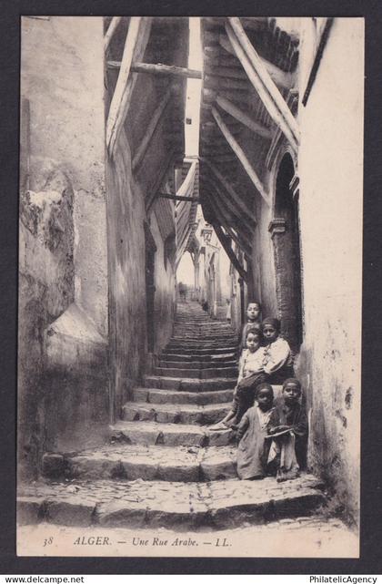 Vintage postcard Algeria Alger Algiers Une Rue Arabe Arab Street Children 1905