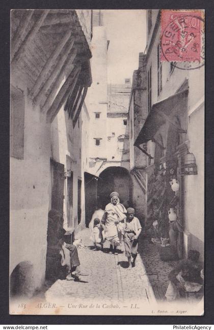 Vintage postcard Algeria Algiers Casbah Street Scene People Ethnic Dress 1906