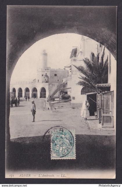 Vintage postcard Algiers Algeria Admiralty Arch View Lighthouse North Africa