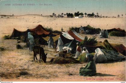 Algerie CPA Scenes et types Un Douar (ane donkey)