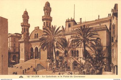 Algeria Algiers Cathedral and Government Palace vintage postcard