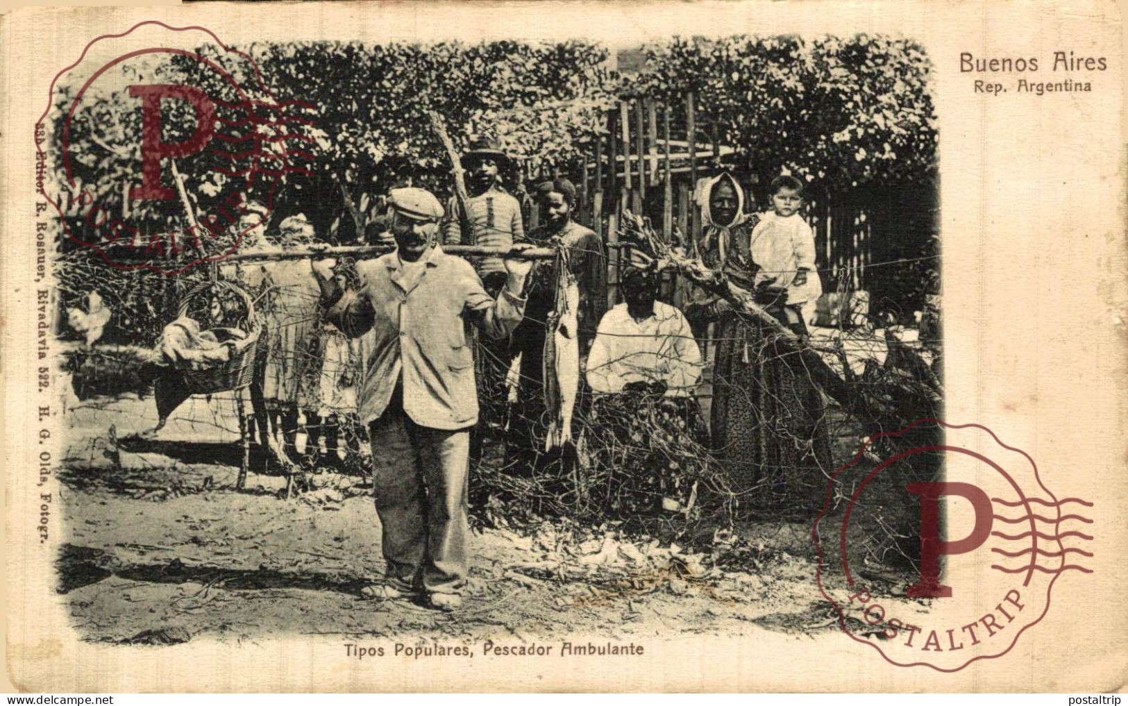 ARGENTINA. Buenos Aires, Tipos Populares, Pescador Ambulante. Editor R. Rosauer. PROFESIONES PROFFESIONS.