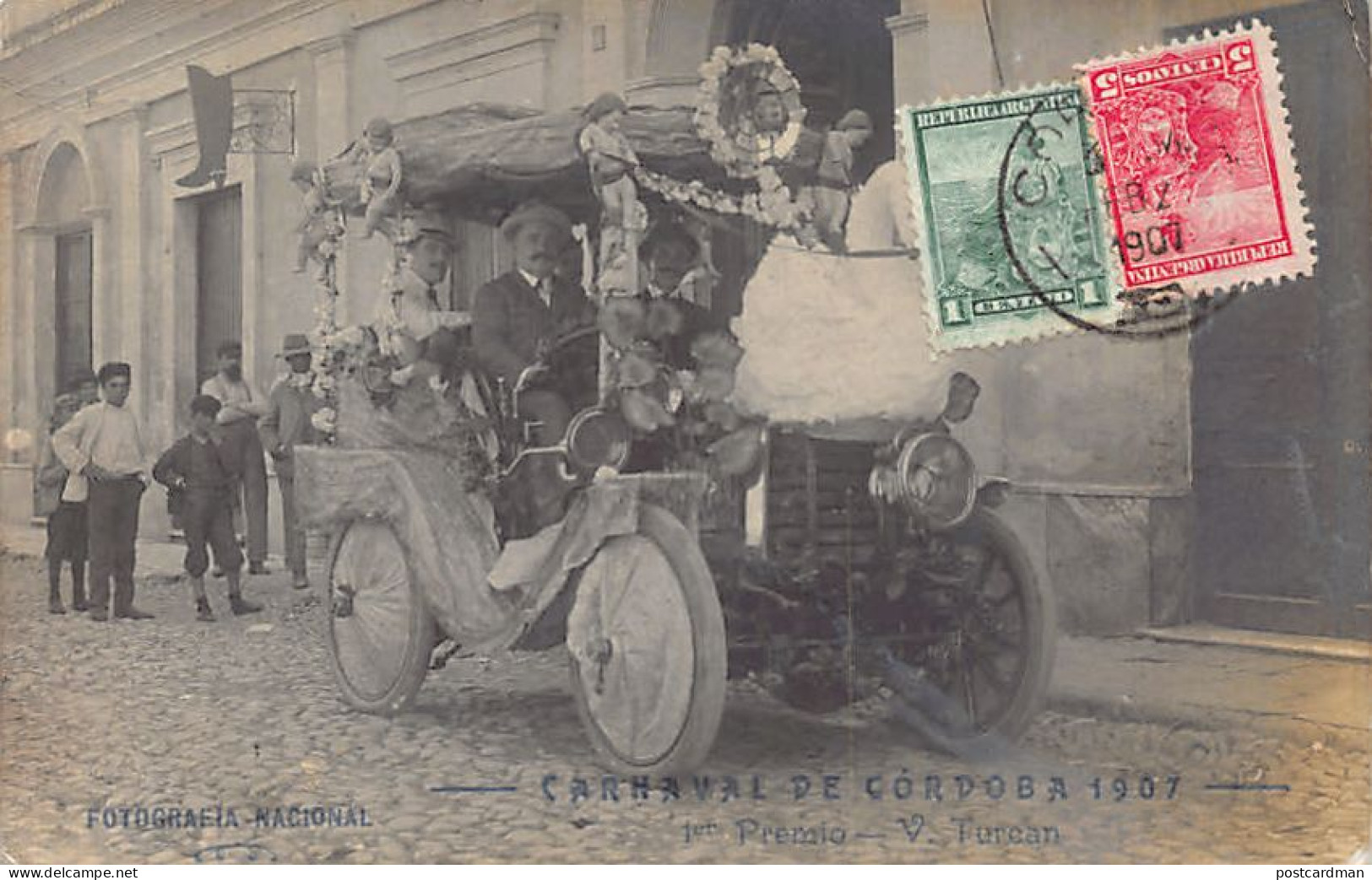 Argentina - CORDOBA - Carnaval 1907, Primer Premio - Fotografia Nacional - REAL PHOTO. Postcard postally used in Cordoba