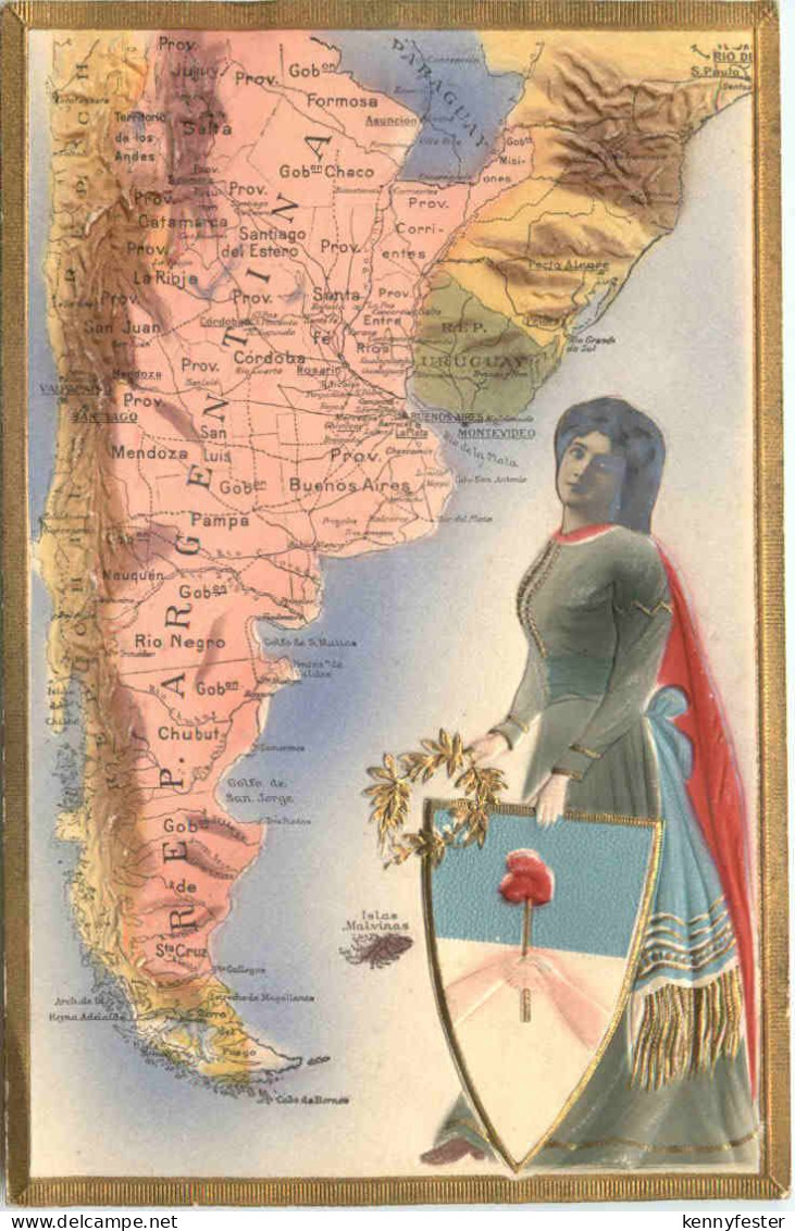 Argentina - Landkarte Prägekarte