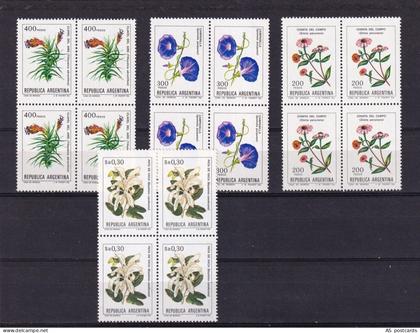 G011 Argentina 1985 Flowers of Argentina block of 4 MNH
