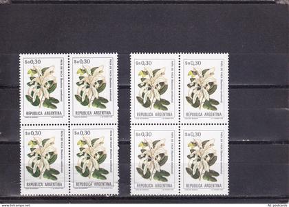 SA04 Argentina 1983 Flowers of Argentina mint blocks of 4