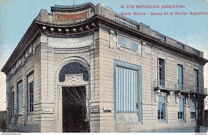 A877 Argentina Bahia Blanca Banco de Nacion Argentina Bank vintage postcard