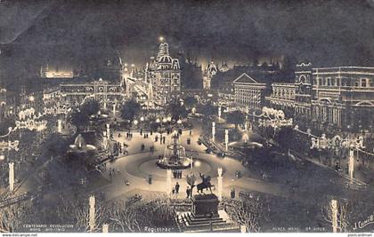 Argentina - BUENOS AIRES - Centenario de la Independencia - Mayo 1910 - Plaza Mayo de noche - Ed. J. Cunill