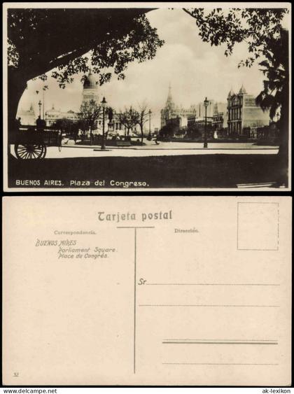 Postcard Buenos Aires Parliament Square. 1928  Argentinien Argentina