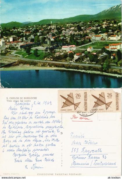 San Carlos de Bariloche Vista aérpa del centro, City  Argentinien 1969