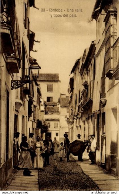 CPA Córdoba Argentinien, Straße in typische Szenen, Menschen, Gebäude