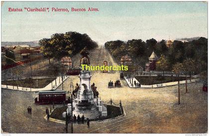 CPA ESTATUA GARIBALDI PALERMO BUENOS AIRES  TRAM