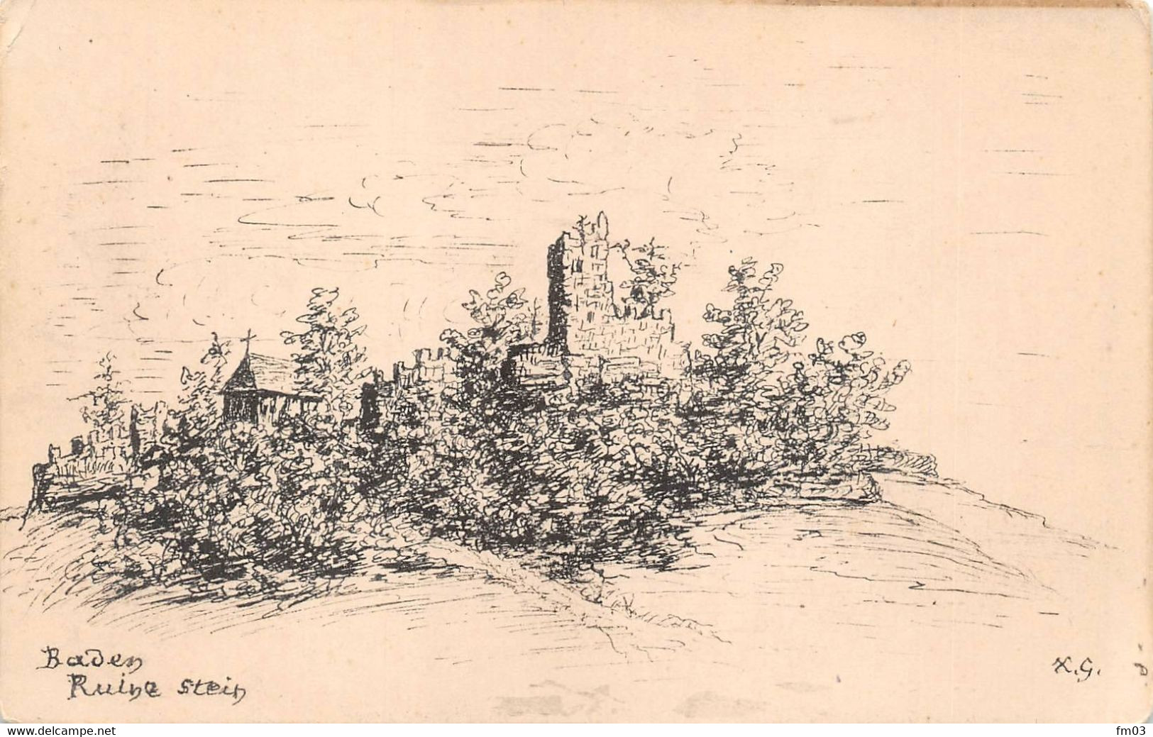 Argovie Baden Ruine Stein illustateur X G Guichard