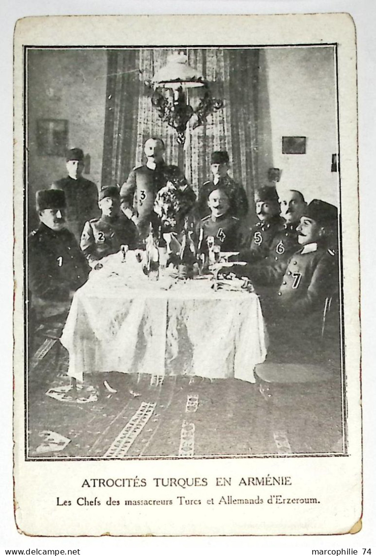 ARMENIE ARMENIA CARTE ATROCITES TURQUES TURKEY EN ARMENIE LES CHEFS DES MASSACRES  TURCS ET ALLEMANDS D'ERZEROUM