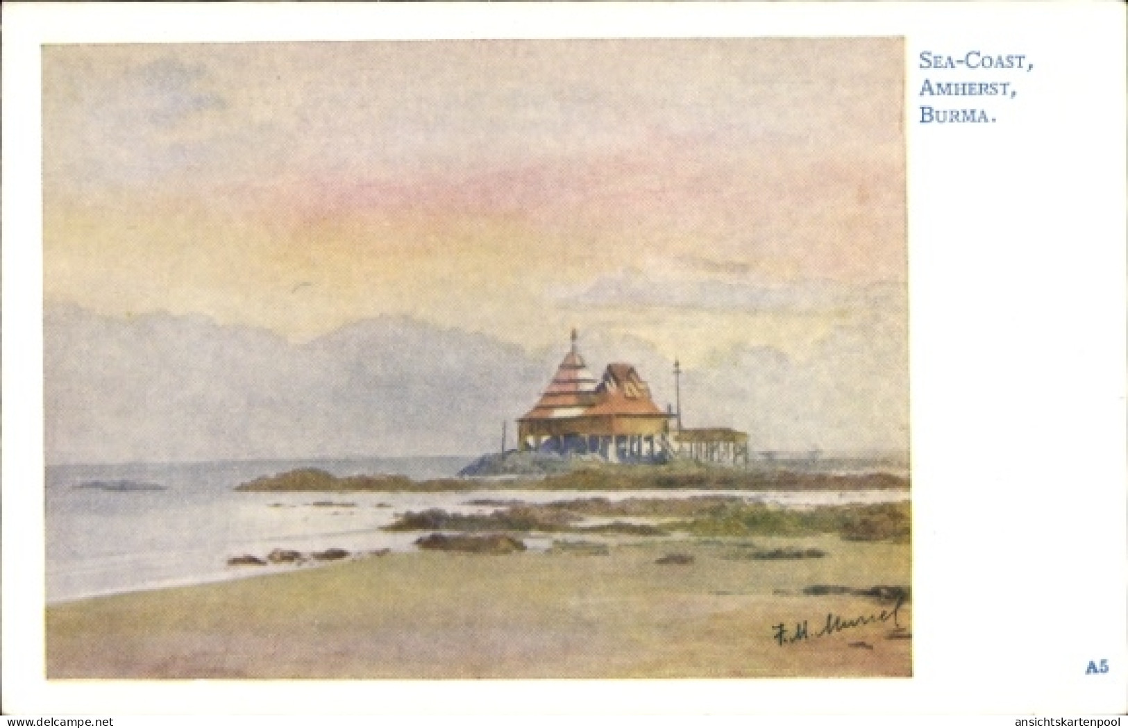 Artiste CPA Amherst Birma Burma Myanmar, Strandpartie