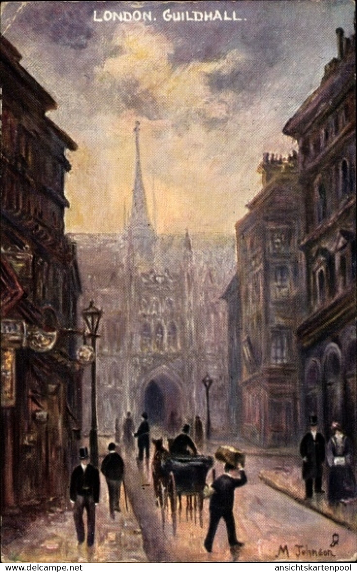 Artiste CPA Johnson, M., London City England, Guildhall, Straßenpartie, Passanten