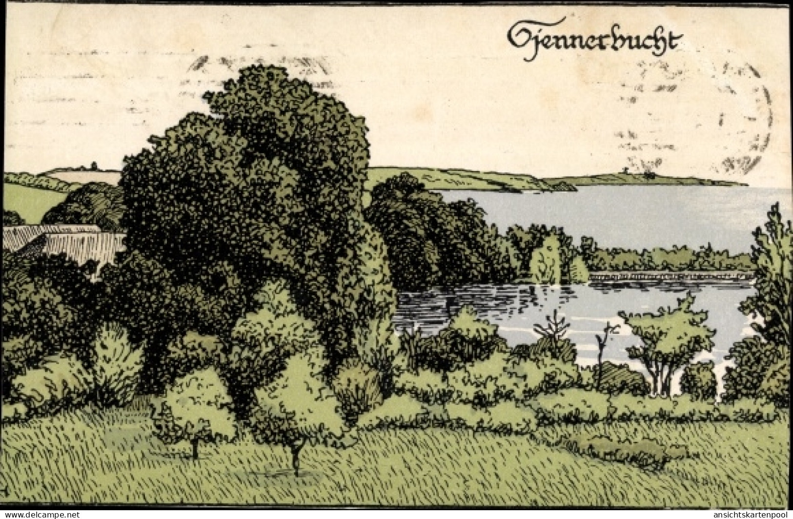 Artiste CPA Øster Løgum Sogn Osterlügum Dänemark, Nordschleswig, Gjennerbucht