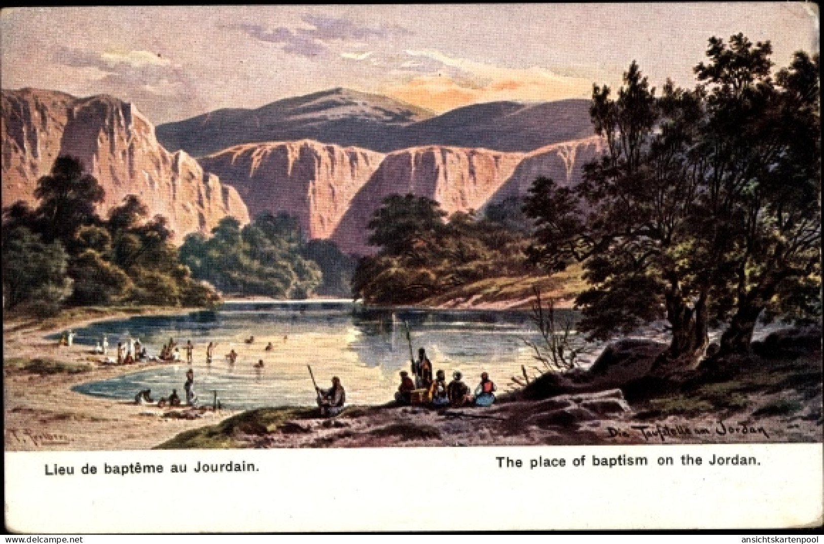 Artiste CPA Perlberg, F., Jordanien, Die Taufstelle im Jordan
