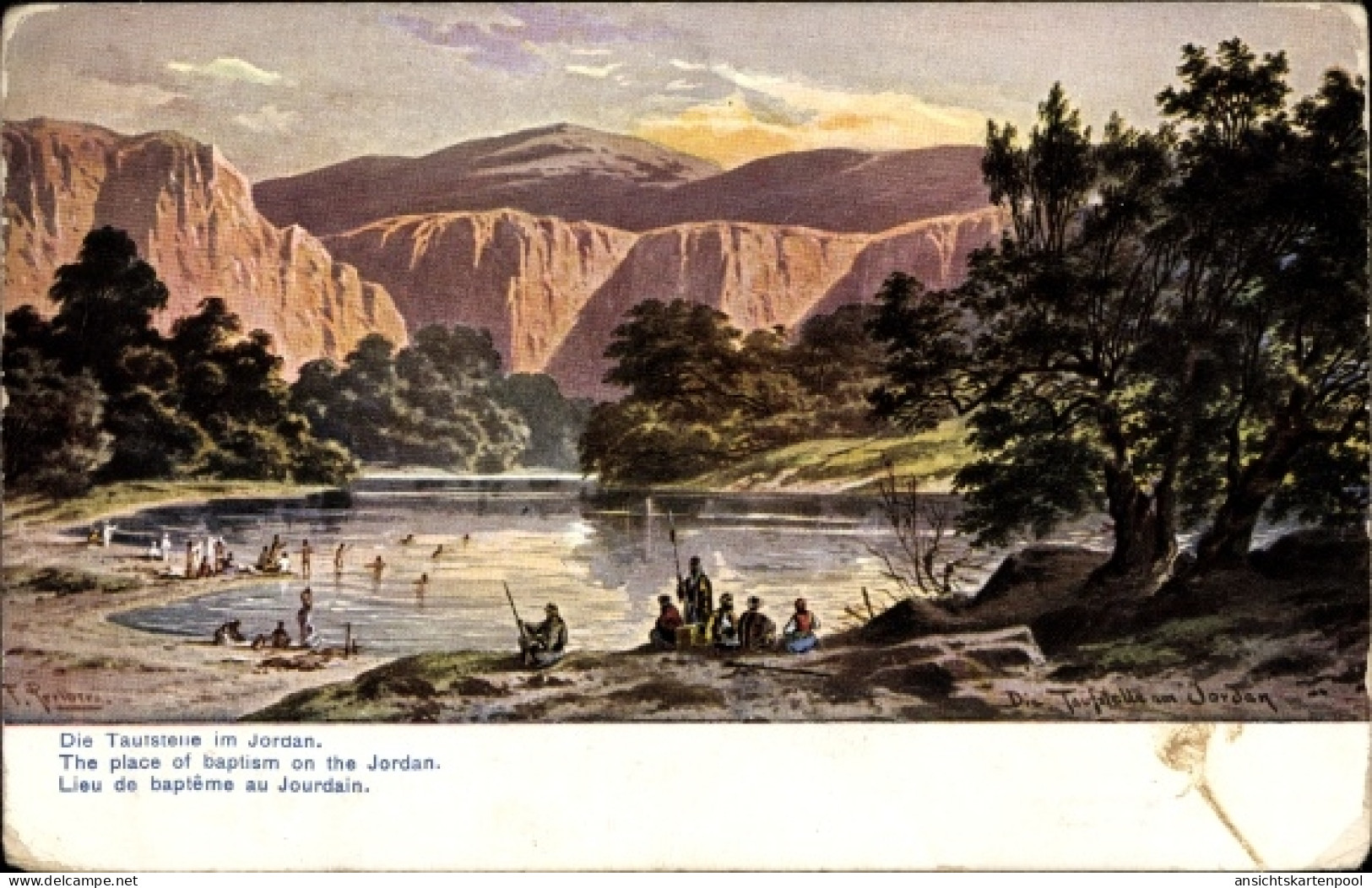 Artiste CPA Perlberg, F., Jordanien, Die Taufstelle im Jordan