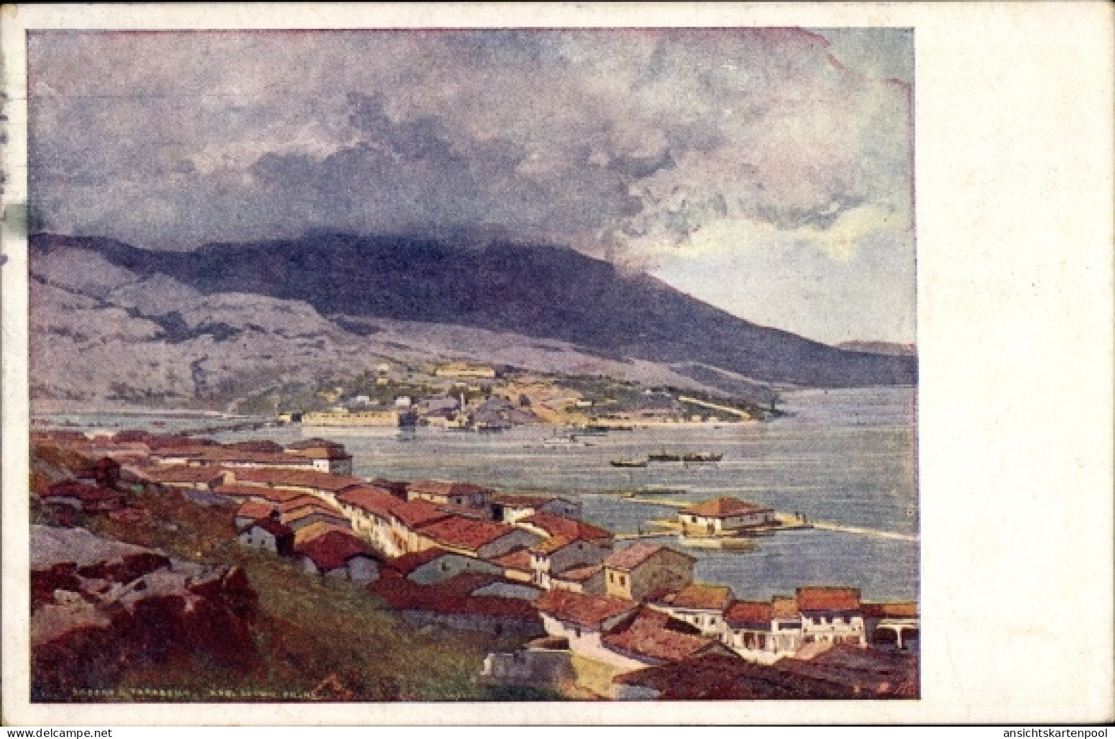 Artiste CPA Prinz, Karl Ludwig, Scutari Shkodra Albanien, Der Tarabosch, Panorama, Hafen