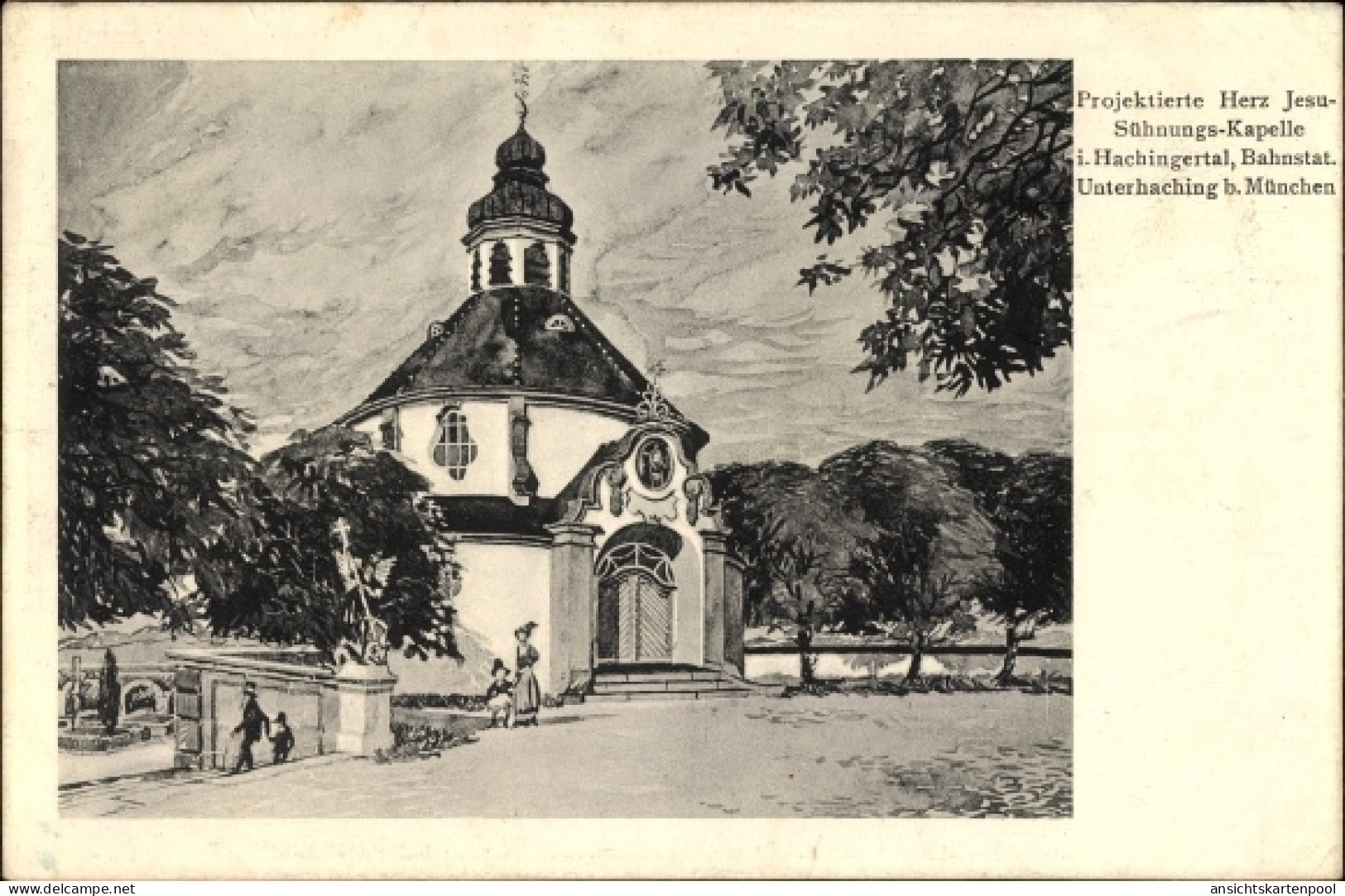 Artiste CPA Unterhaching in Oberbayern, Bild von der Herz Jesu Sühnungskapelle