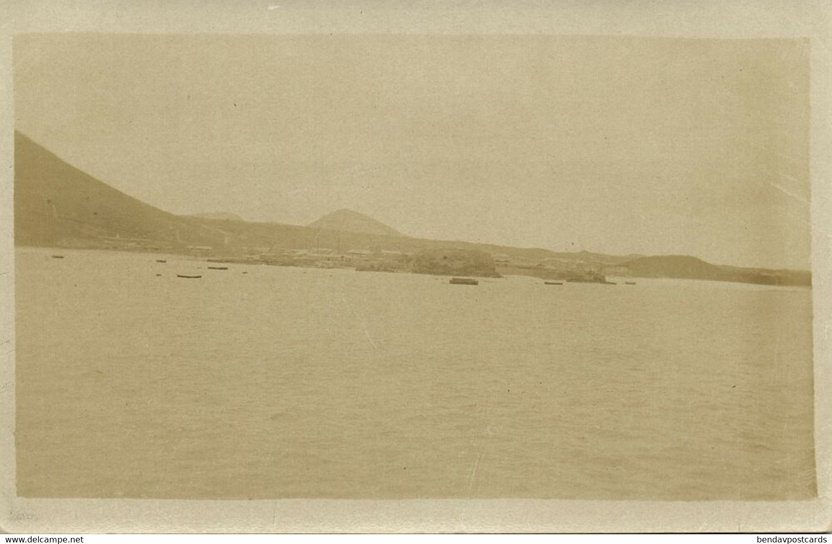 Ascension Island, Panorama from the Sea (1920s) RPPC Postcard