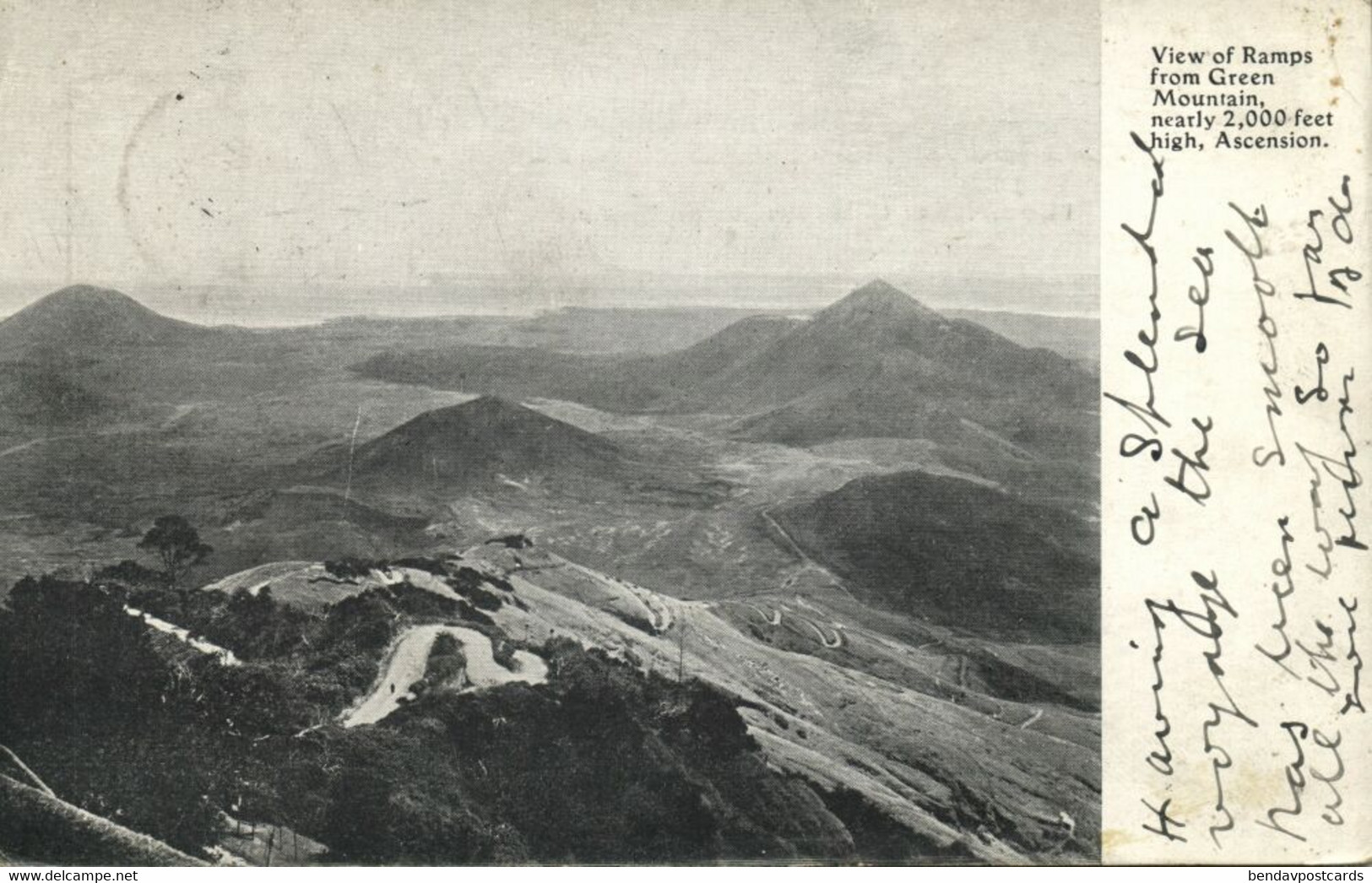 Ascension Island, View of Ramps from Green Mountain (1900s) Postcard (2)