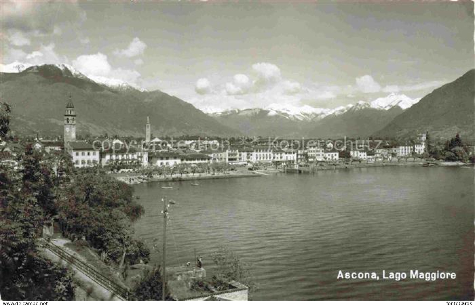 Ascona Lago Maggiore TI Lago-Maggiore Seepromenade Kirchtuerme Schneeberge Hafen