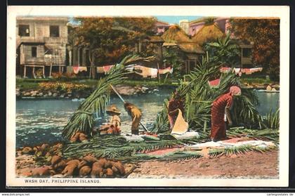AK Philippinen, wash day, Waschfrauen am Flussufer